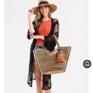 Francesca’s navy blue lace kimono